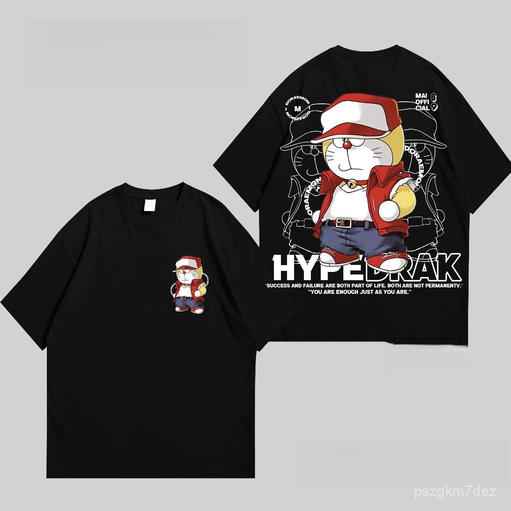 CODT-เสื้อยืดโดราเอมอนสไตล์ยอดนิยมการพิมพ์สีดําออกแบบประณีตเกาหลี 2QOS