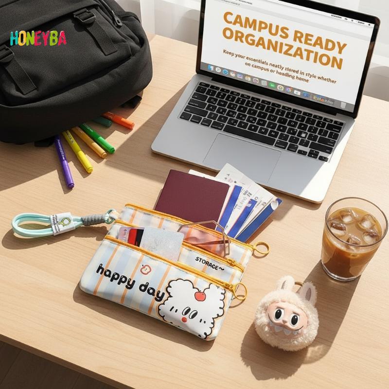 <Honeyba>Travel Passport Holder Wallet Large Capacity Waterproof Organizer for ID บัตรเครดิตและเครื่