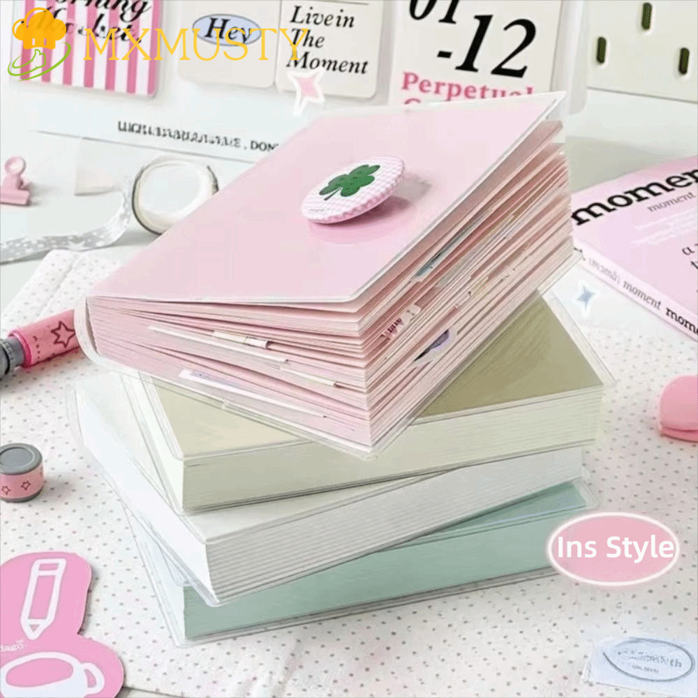 MXMUSTY Ins Pocket Notebook, สีสัน Thicken DIY Travel Journal, ความงามน่ารักขนาดเล็กรูปลักษณ์สูงโปร่งใส A6 Notepad โรงเรียน