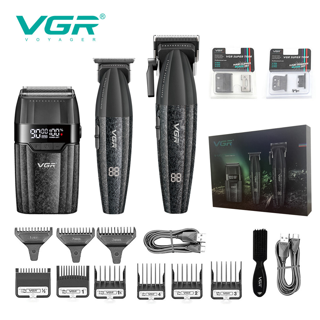 VGR Best-Selling Professional Hair Clippers  Top-Rated 9000 RPM เครื่องตัดผมไฟฟ้า  ชาร์จผม Trimmer ส