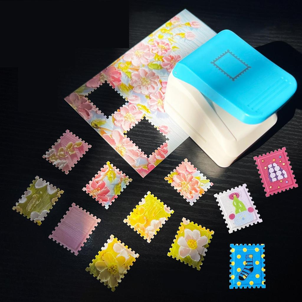 [arutoxalc] ไปรษณีย์แสตมป์ Punch Shape Paper Craft Hole Punch with 12 Cardstock Papers Stamp