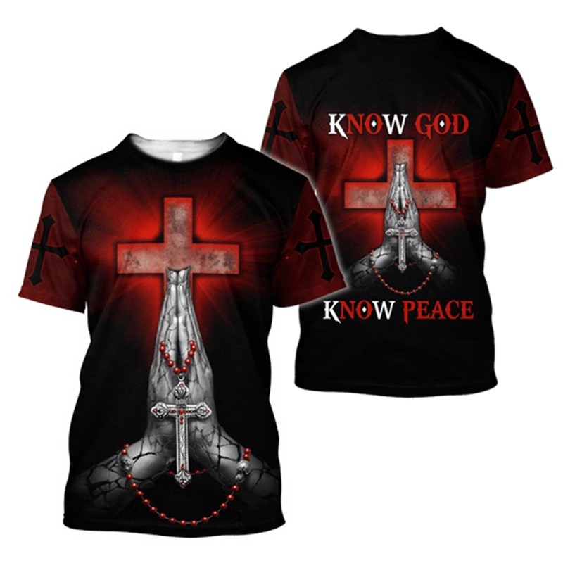เสื้อยืดแขนสั้น Unisex แบบ Streetwear พิมพ์ 3D Let Your Faith Be Bigger Than Your Fear ออกแบบไม่ซ้ำใ