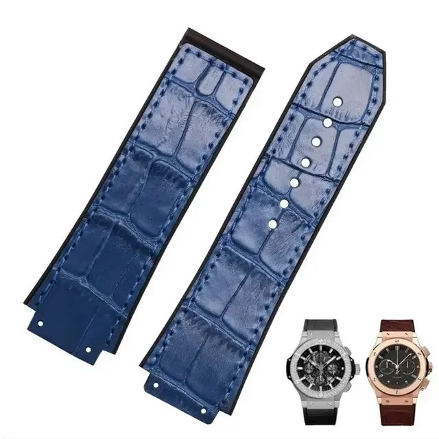 สําหรับ Hublot Yubo Big Bang หนังวัวแท้สายนาฬิกาชายคลาสสิก Fusion ซิลิโคน Sweetproof สายนาฬิกา 25mmx