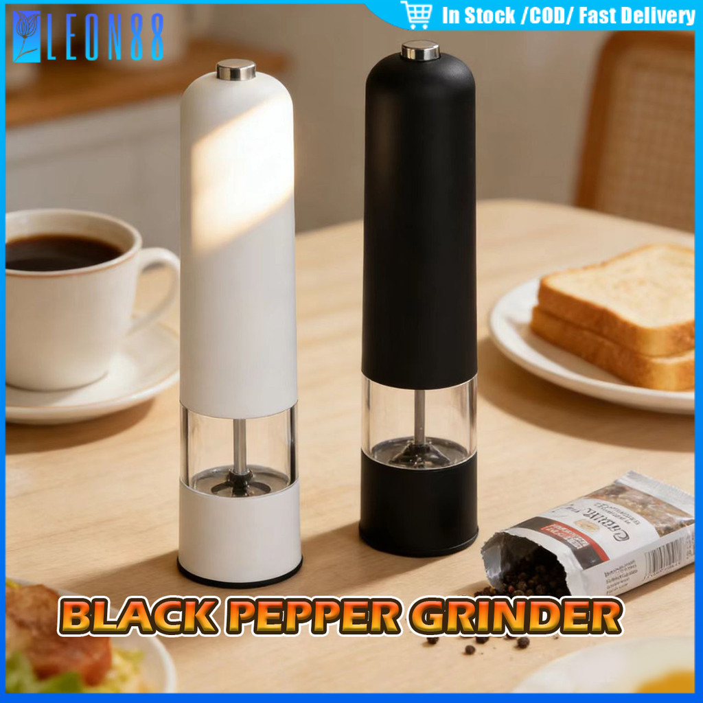 ของมาใหม่！เครื่องบดเกลือพริกไทยไฟฟ้า เครื่องบดเกลือเครื่องเทศอัตโนมัติ ของใช้สำหรับครัว พลาสติก