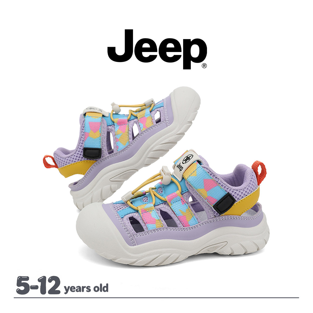 Jeep เด็กผู้หญิงรองเท้าแตะกีฬาฤดูร้อนใหม่กลางแจ้งเด็กรองเท้าลุยน้ำป้องกันการชนกันกลางแจ้ง
