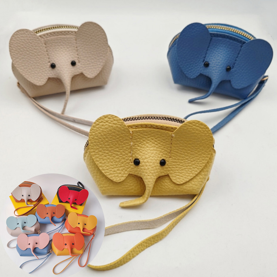 Annapink.th Leather Elephant Money Bag Women Coin Purse With Key Ring al Zipper Storage Bags Key Case EN