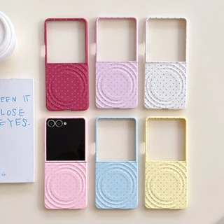 Ins Simple Magnetic Full Screen Polka Dots Ripple รูปแบบเคสโทรศัพท์สําหรับ Samsung Galaxy Z Flip7 Z Flip6 Z Flip5 กันกระแทก