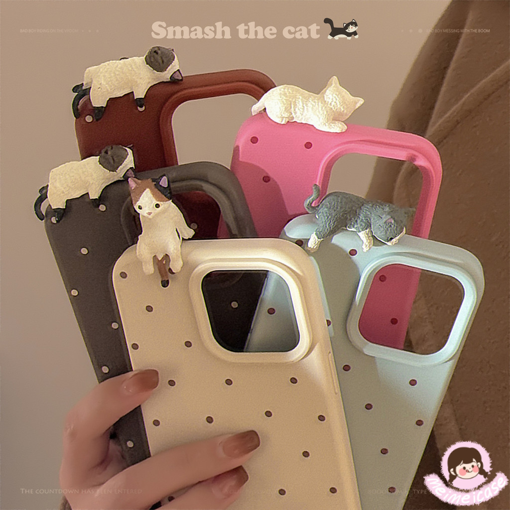 เคสไอโฟน11 ตัวดูดซับแรงกระแทกซิลิโคนเหลว ลูกแมว3มิติ สำหรับ IPhone 17 15 11 13 12 14 16 Pro Max 12 Pro 14 15 16 Plus 16E