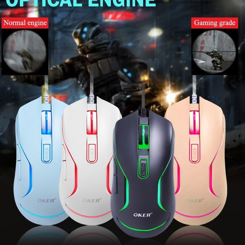 OKER X25 6D WIRED LED GAMING MOUSE USB 7LED เมาส์ ไฟเรืองแสง คุณภาพดี