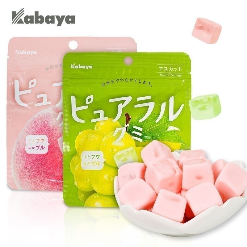 ญี่ปุ่นนําเข้า kabaya Gummy kabaya Sandwich Gummy White Peach Green Ti Children High-value Candy Sna