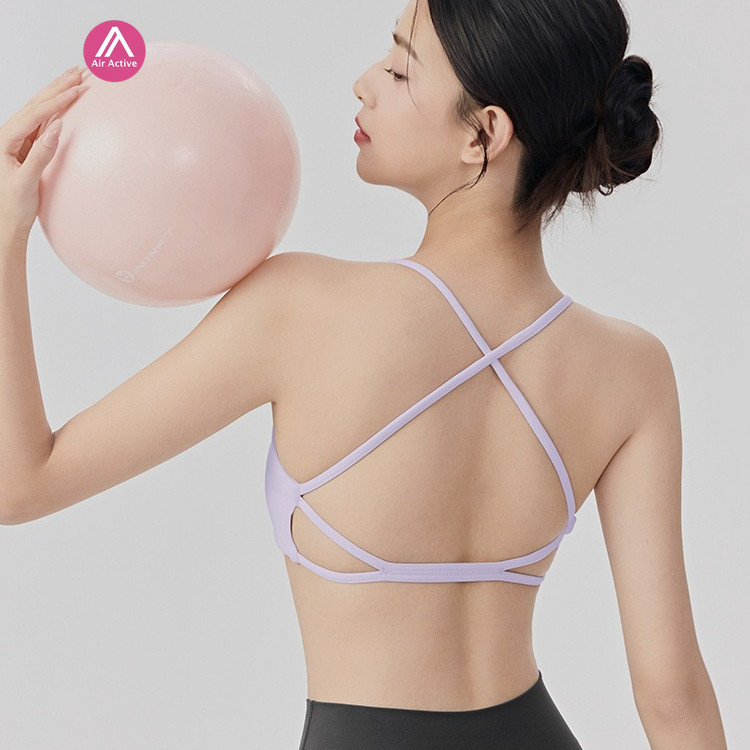 AirActive สปอร์ตบรา  สายไขว้ด้านหลัง แผ่นรองถอดได้ สายบาง สำหรับโยคะและพิลาทิส