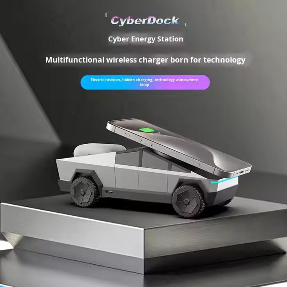Cybertruck Wireless Charger 3-IN-1 Magnetic Charger สําหรับ iPhone AirPods iWatch QC/PD 9V-3A เดสก์ท