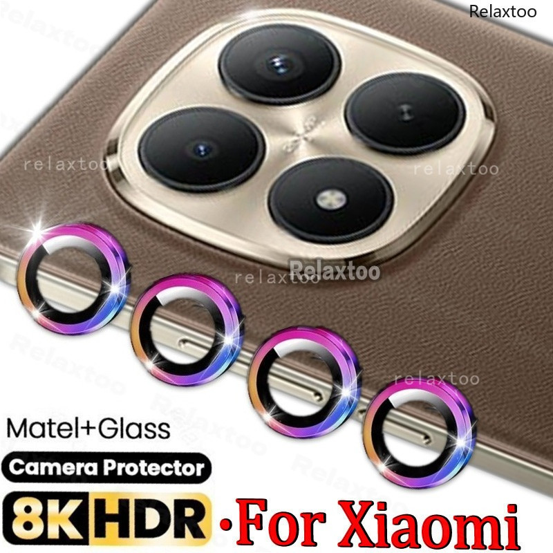 3D Full Curved Camera Lens Protective Tempered Glass For Xiaomi Redmi Note15 Note17 Note 15 17 Pro Plus + Pro+ 17Pro Max 15Pro+ Note15Pro+ Note17ProMax 4G 5G Clear Metal Ring Tempered Glass Camera Lens Case Back Cover Film