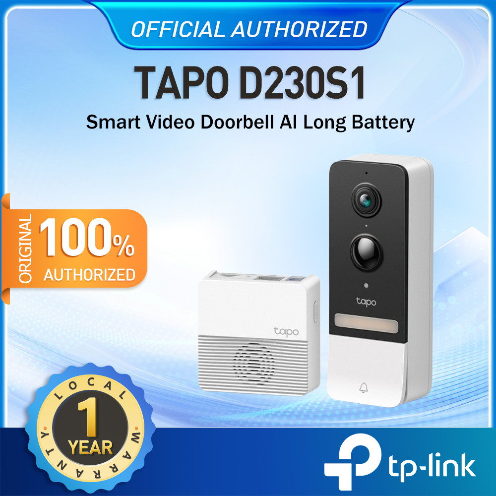 TP-Link Tapo D230S1 Smart Battery Video Doorbell กริ่งประตูอัจฉริยะ กล้อง 2K 5MP ดูและโต้ตอบได้ทันที