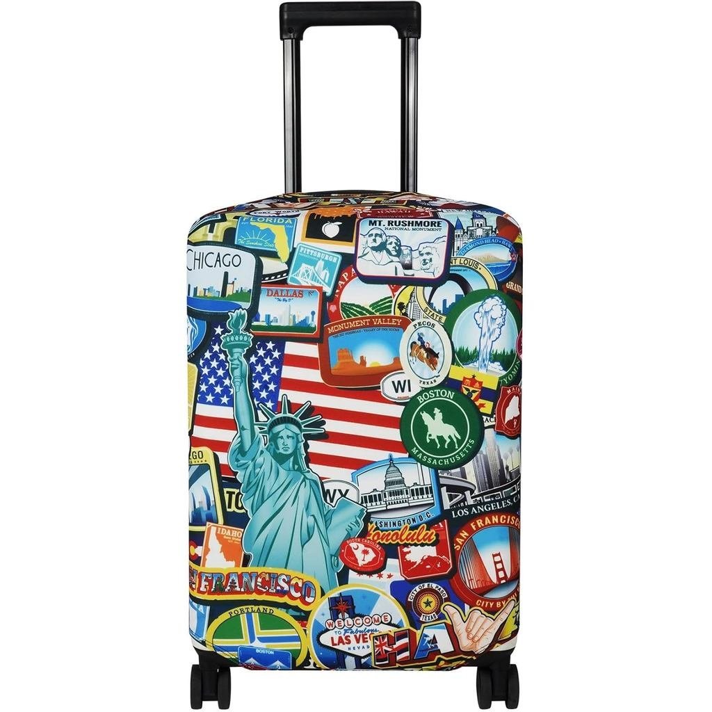 สํารวจผ้าคลุมกระเป๋าเดินทางตัวป้องกันกระเป๋าเดินทางเหมาะกับเคสขนาด 23-26 นิ้ว (Statue of Liberty, M)