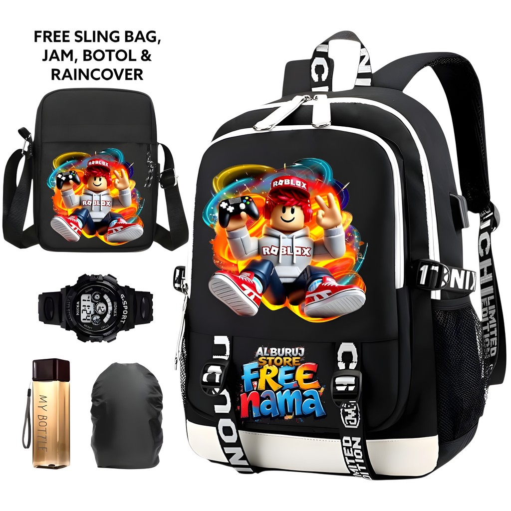 NDS - Roblox Bags for Boys, Elementary and Middle School Bags, ชื่อฟรี, กระเป๋าเด็กอินเทรนด์, กระเป๋