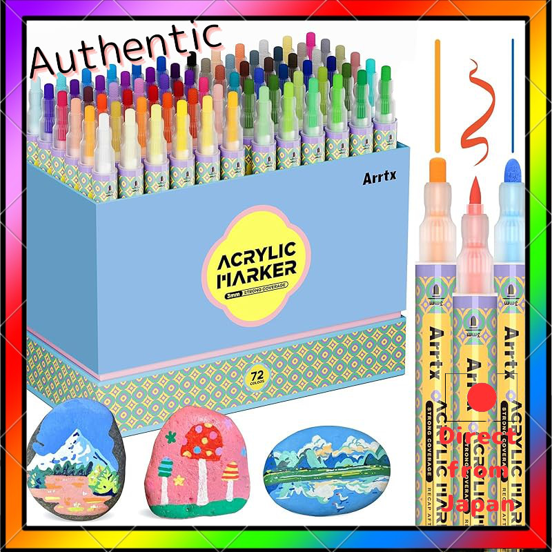 Arrtx Acrylic Markers 72 Colors Medium Tip Acrylic Paint Pens Paint Markers Fast-Drying Waterproof P