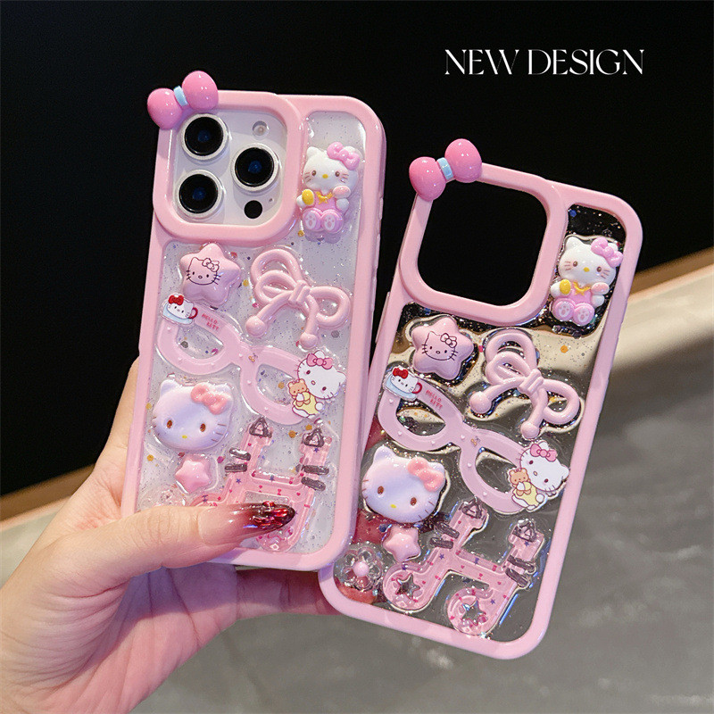 สาวสีชมพูโบว์แว่นตา ไอโฟน17โปรแม็กซ์ เคสโทรศัพท์เหมาะสําหรับ แอปเปิล 15 การ์ตูน 14 น่ารัก 16