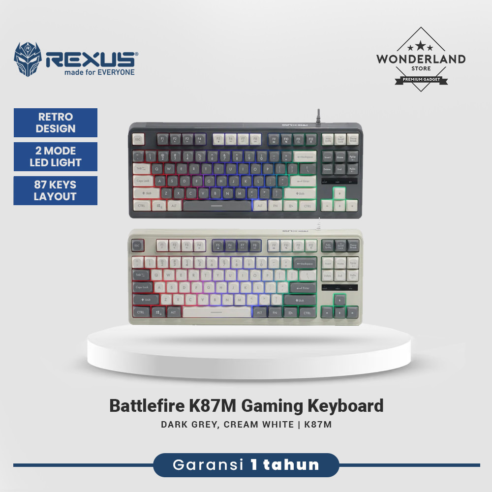 Rexus K87M / K87-M TKL Wired Membrane Gaming Keyboard สีทูโทน