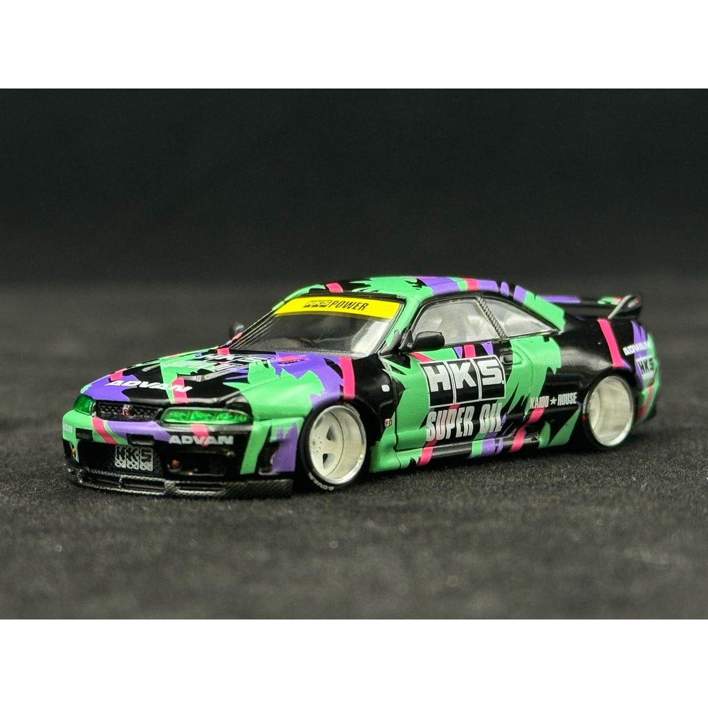 [บ้านกะโด129#minigt 1: 64 Nissan GT-R R33 HKS Alloy Open Cover Car Model] 1: 64 Alloy Open Cover Mod