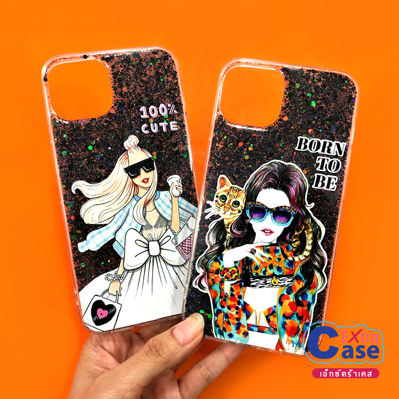 เคส Realme C11 C53 C55 / Xiaomi RedmiA1 Redmi9A Redmi9T Redmi12Cเคสขอบนิ่ม TPU เคลือบเจลกากเพชร พิมพ