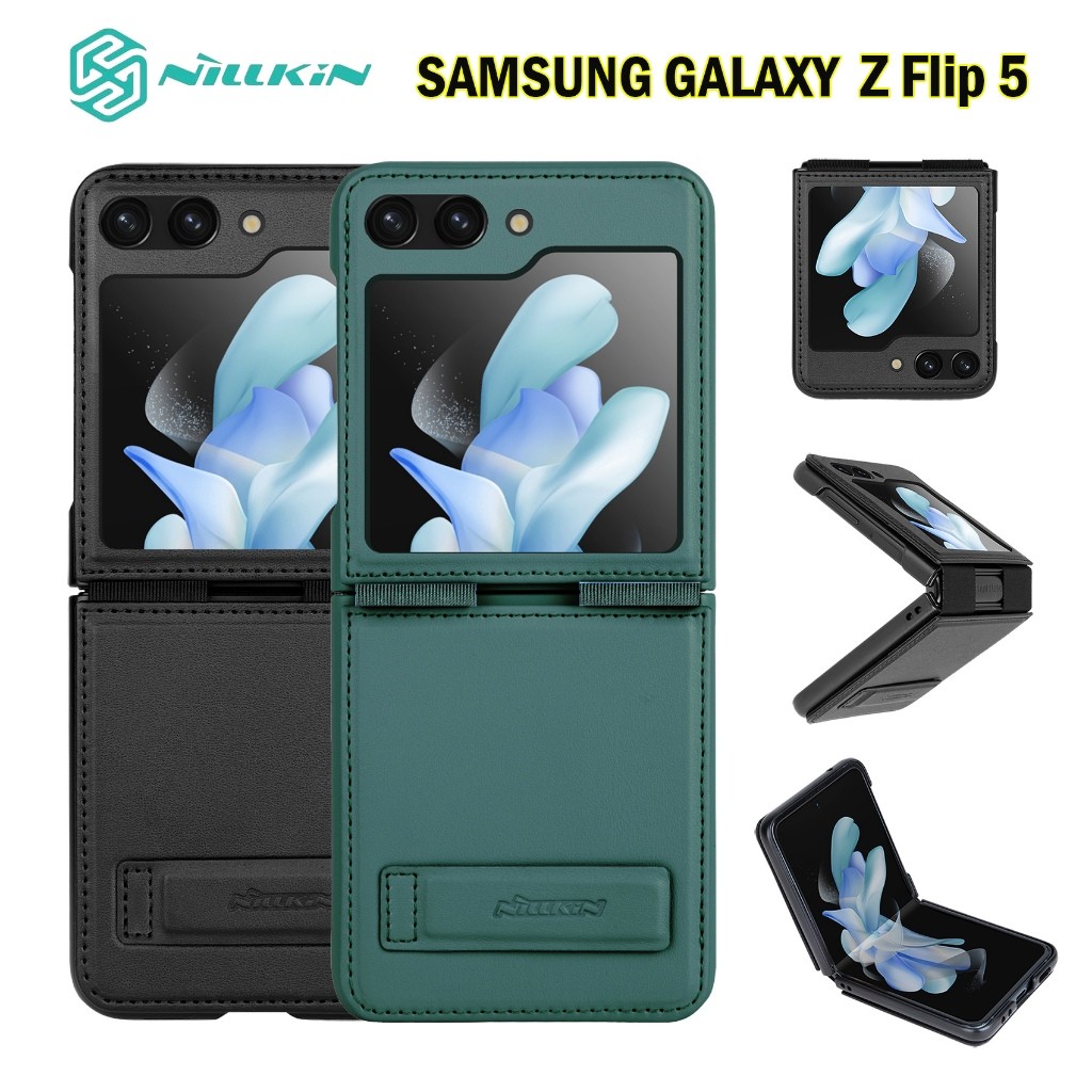 ✨ส่งใน🇹🇭✨ NILLKIN Qin สำหรับ Samsung Z Flip 5 / Flip5 / ZFlip5 เคสฝาพับ แบบตั้งได้ Vegan Leather Cas