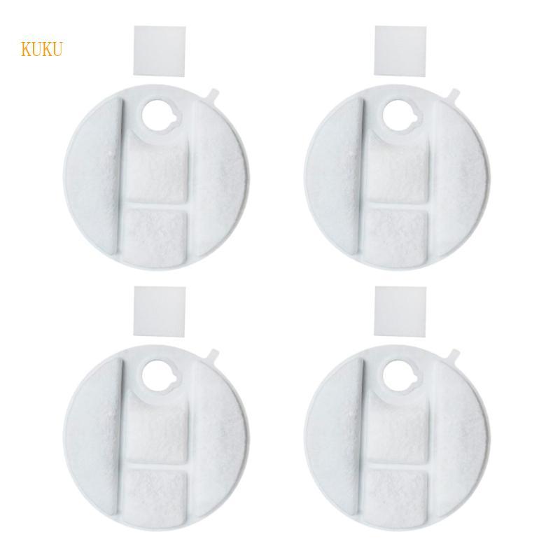 KU* 4 Pack ตัวกรองทดแทนสําหรับน้ําพุสัตว์เลี้ยงตัวกรองคู่พร้อมฟองน้ําน้ําพุดื่ม