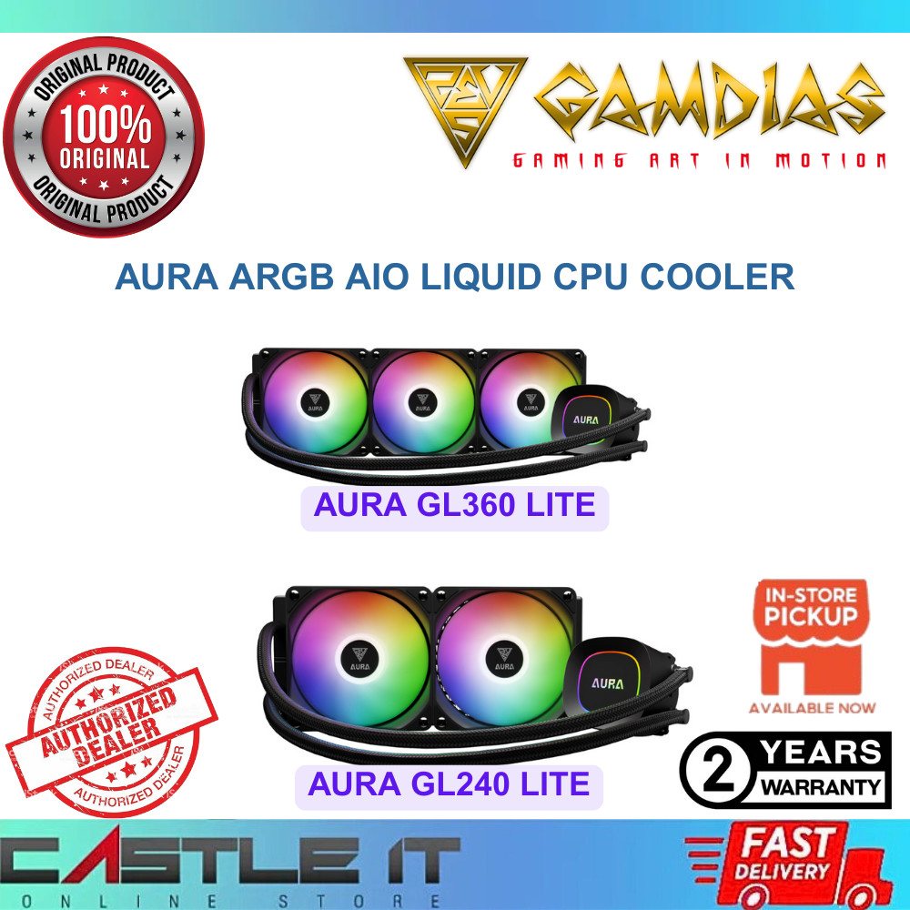 Gamdias Aura GL240 Lite GL360 Lite ARGB AIO คูลเลอร์ซีพียูเหลว