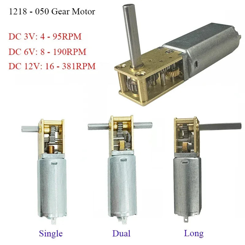 DC3V 6V 12V 1218-050 Mini 050 เกียร์มอเตอร์เดี่ยว/คู่/ยาวเพลา 4RPM-381RPM ความเร็วช้าแรงบิดสูง WormA