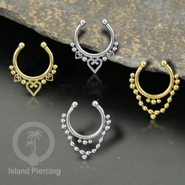 เครื่องประดับเจาะจมูก Septum ปลอมแบบไม่มีรู เจาะจมูก เครื่องประดับ Septum