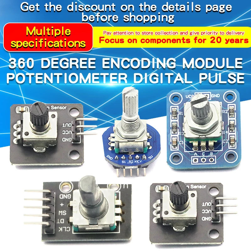 Rotary Encoder โมดูล 360 องศา Encoding โมดูล Potentiometer Digital Pulse Output Digital Rotary Encod
