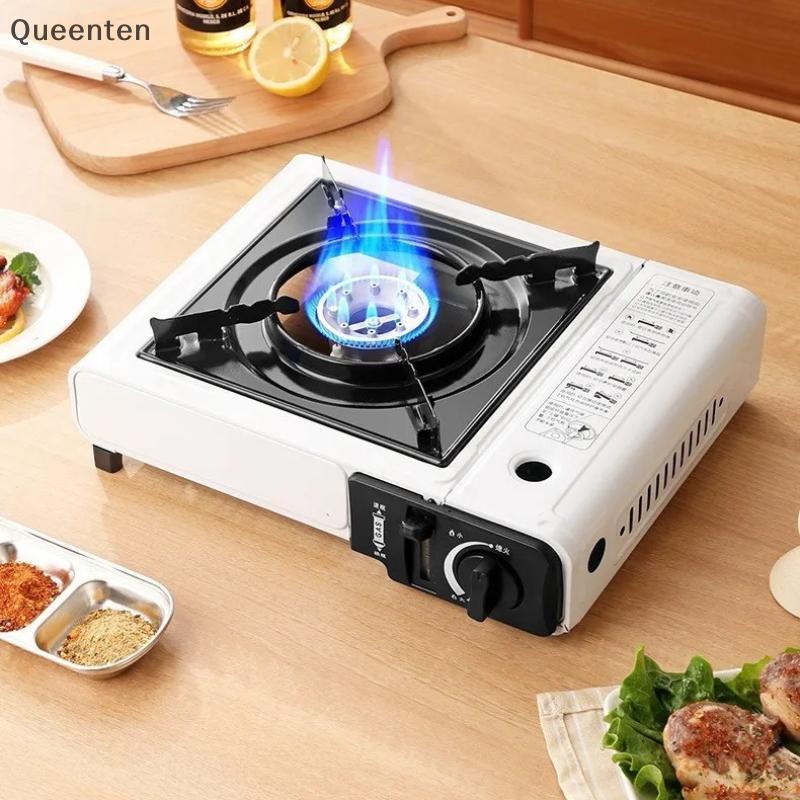 Queenten แบบพกพากลางแจ้ง Cassette เตาบิวเทนเตาแก๊สสําหรับหม้อร้อน BBQ Camping ทําอาหาร Lightweightpa
