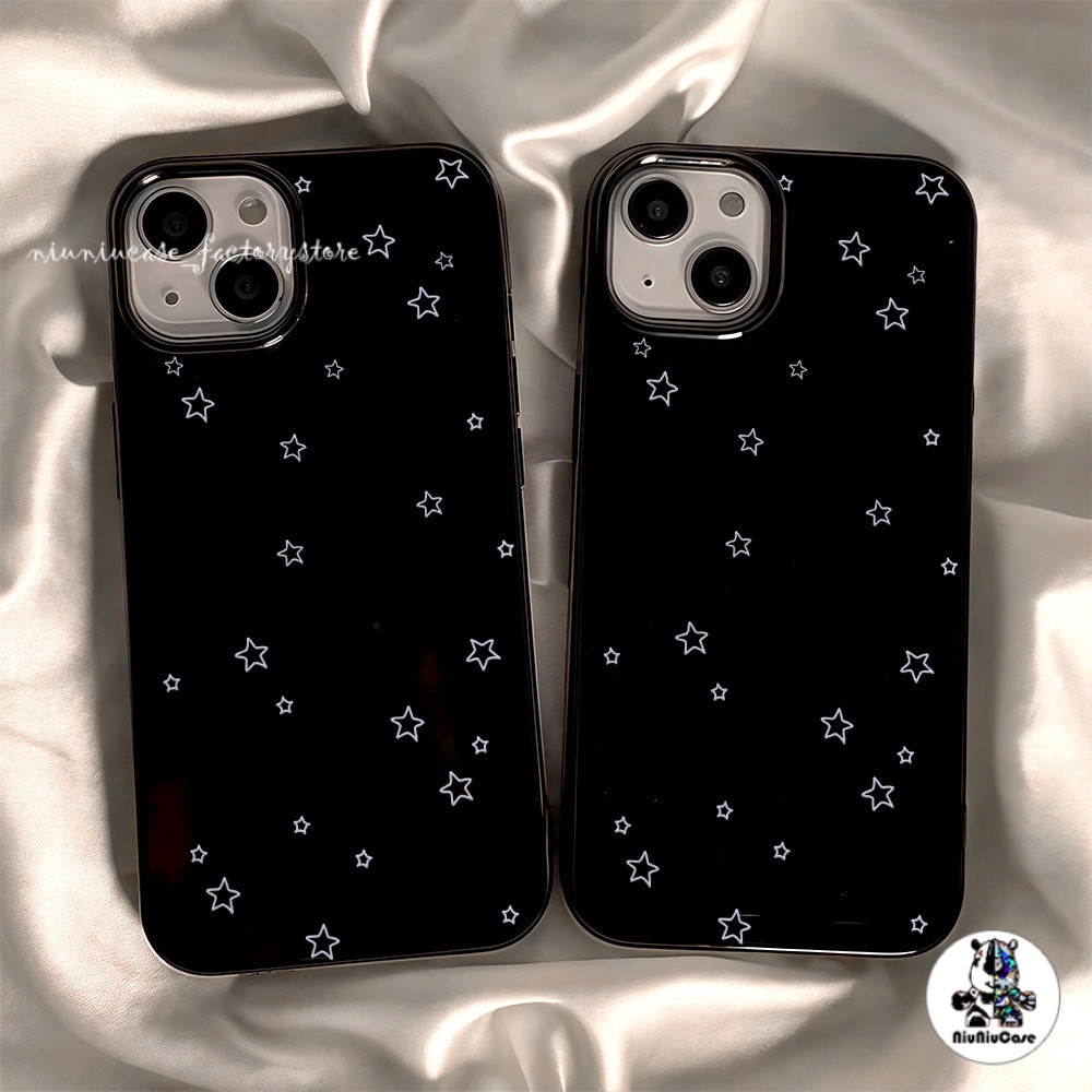 ดาวน่ารักและเรียบง่าย เคส เคสไอโฟน11 For IPhone 15 11 13 12 16 14 Pro Max XR XS X Max 8 7 Plus เปลือกอ่อน เรียบง่าย Case