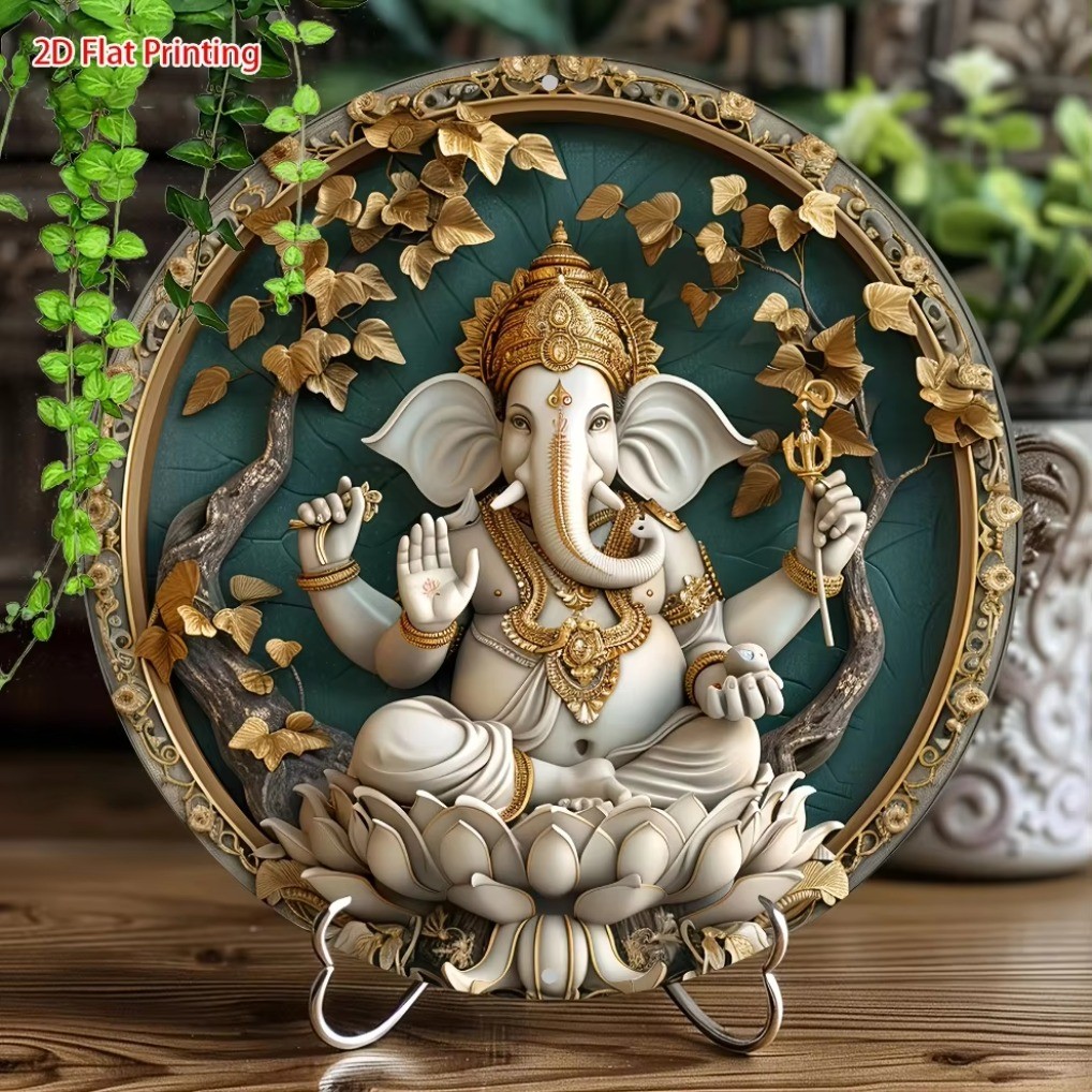 HELLOYOUNG Vintage พระพิฆเนศตกแต่งผนังแขวนโล่ Weatherproof Home Party Festival Diwali Gift