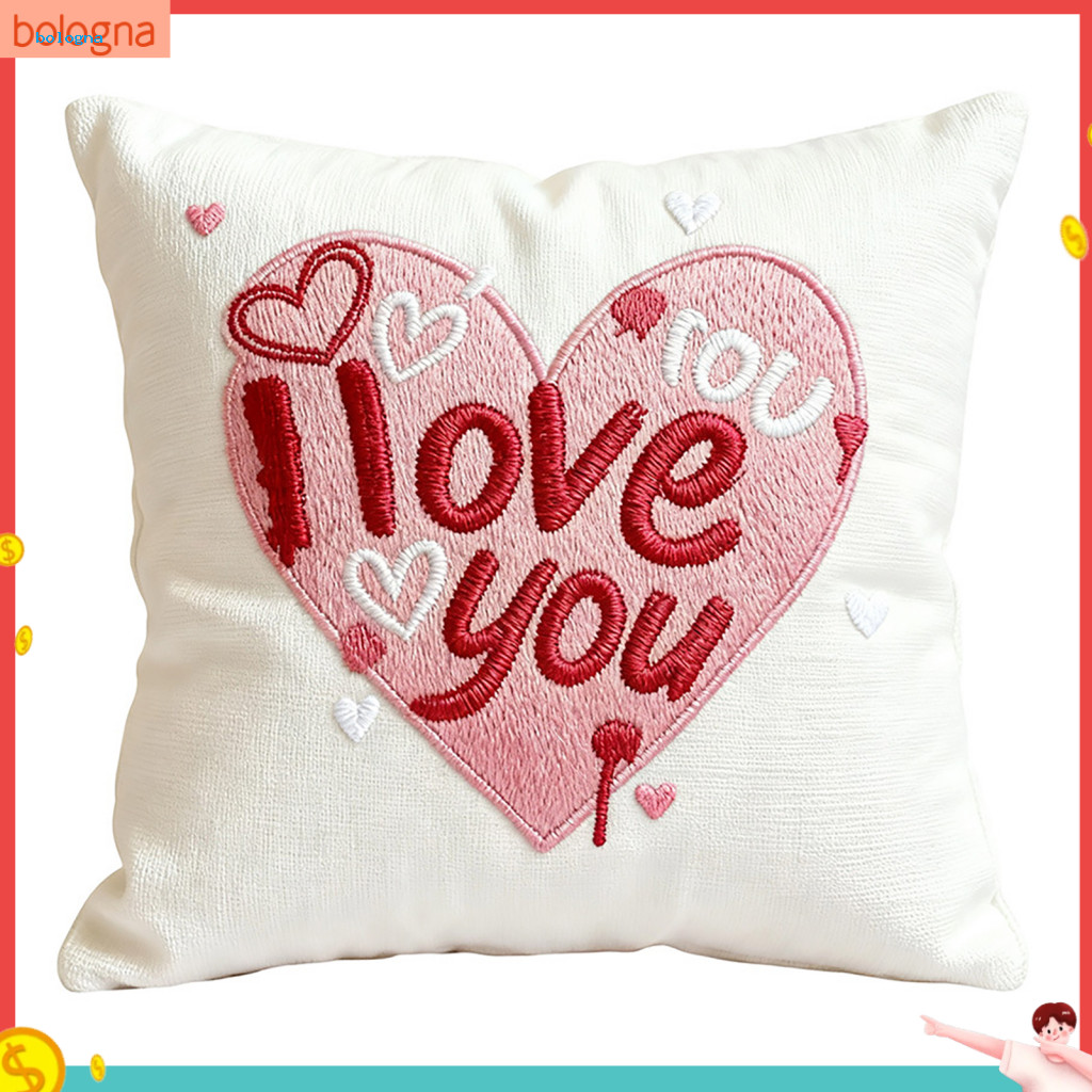 {bologna} หมอนตกแต่งนุ่มปลอกหมอนดีไซน์ดอกไม้ Valentines Day Heart Pillow Cover 18x18 Soft Plush Faux