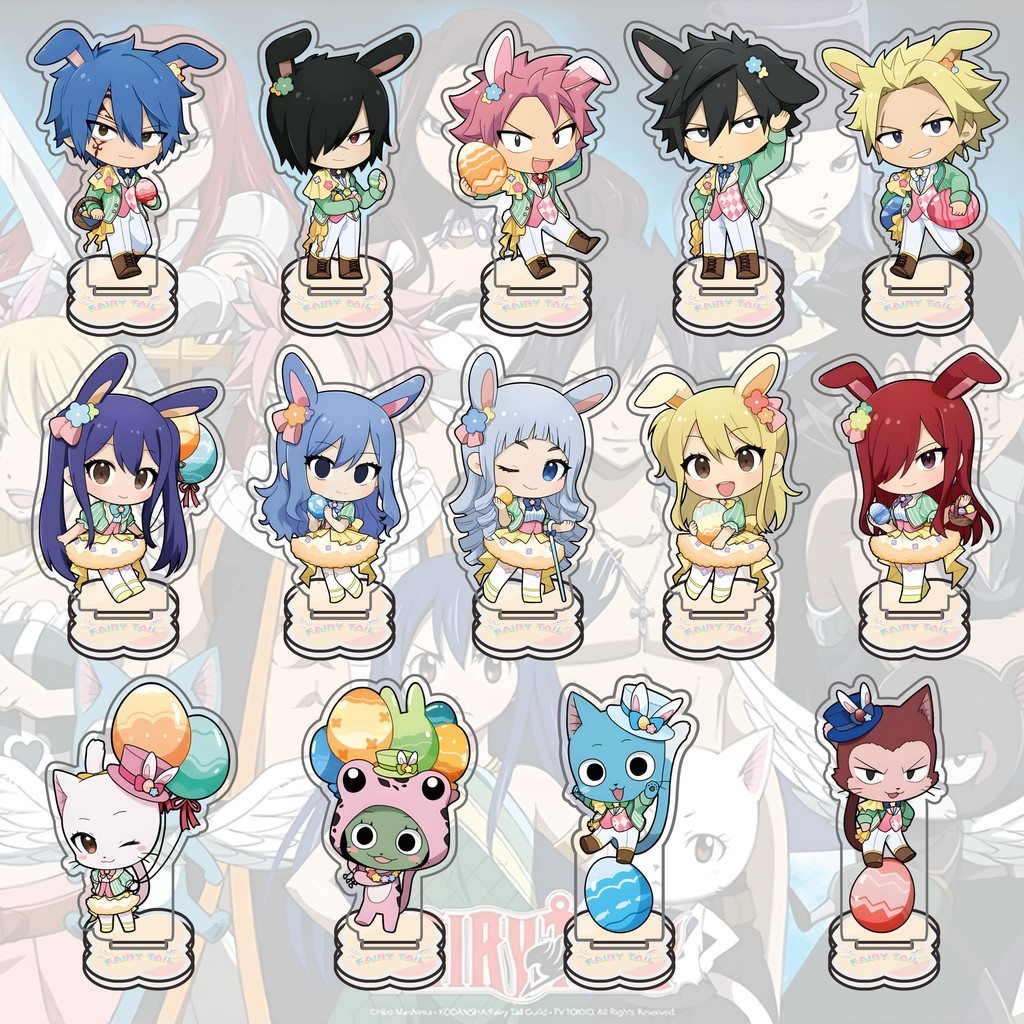 อะนิเมะ FAIRY TAIL Chibi รุ่นคริสต์มาสขาตั้งอะคริลิค Action Figure Natsu ของเล่น PVC Fairy Tail เดสก