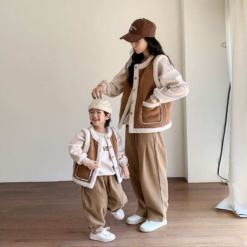 เสื้อกั๊กขนแกะคุณภาพสูงสำหรับแม่ลูก ฤดูใบไม้ร่วงและฤดูหนาว พร้อมบริการชำระเงินปลายทาง (COD) T8V