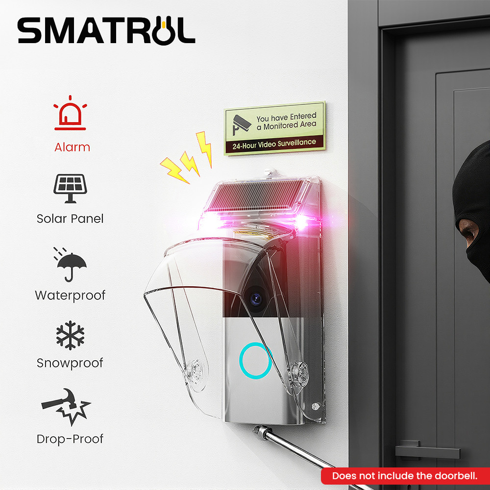 ขายึดสัญญาณกันขโมยกล้อง SMATRUL สําหรับออด, ฝาครอบป้องกันกันน้ําพร้อมสัญญาณเตือน Audible และ Visual, กลางแจ้ง, Fit Ring Blink
