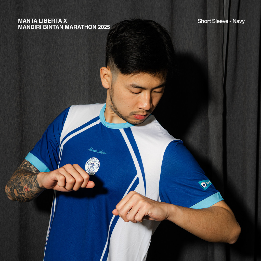 Manta Liberta X Bintan Mandiri Marathon Merchandise แขนสั้นผู้ชายกีฬาแขนสั้น