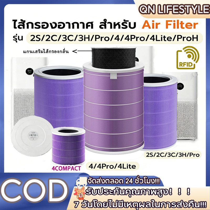 (มี RFID) 2S,2H,2C,3C,3H, Pro,4 Lite，4 Compact ไส้กรองอากาศ Xiaomi กรองฝุ่น PM2.5 ได้ 99.97% และสารพ