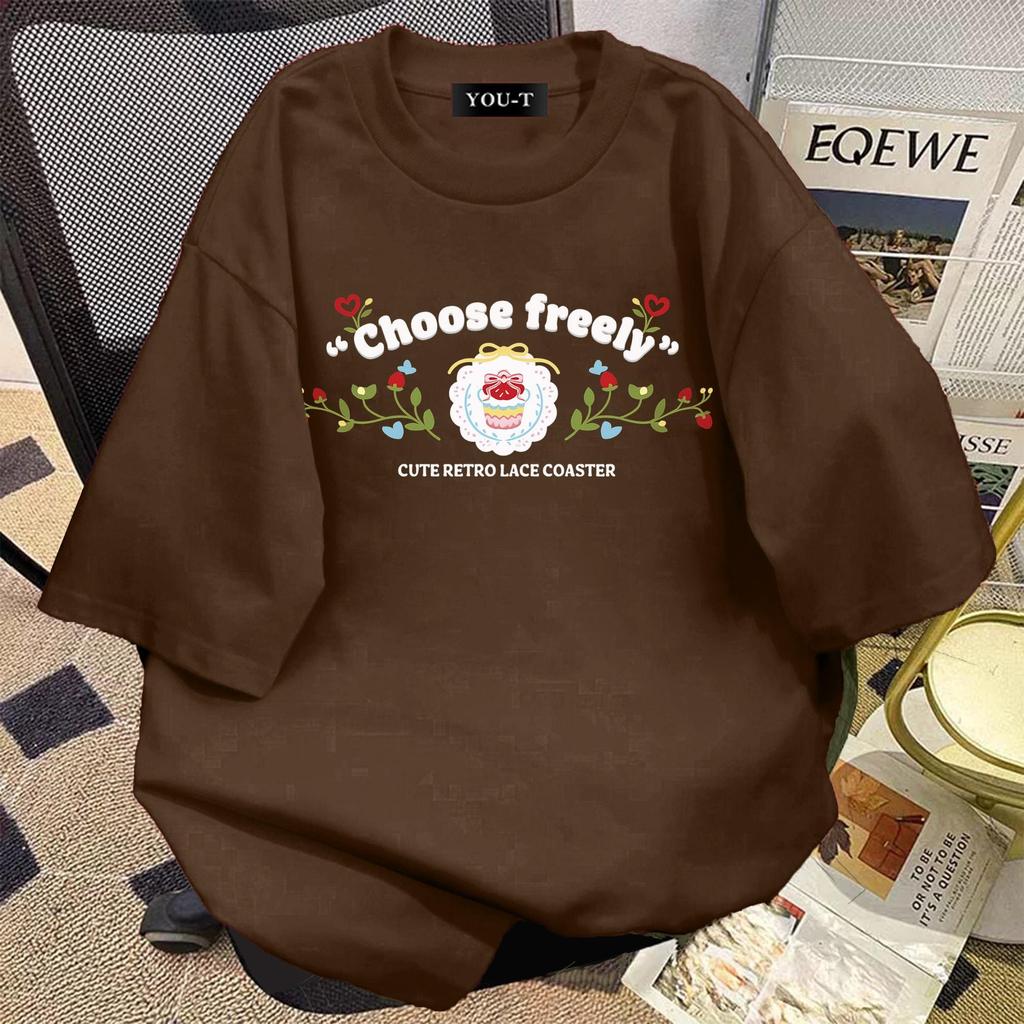 TeeTwoOneเสื้อน่ารัก เกาหลีมินิมอล"choose freely"  ผ้าCOTTON100%ใส่สบายไม่ต้องรีดOVERSIZE เกาหลีสไตล์เสื้อเท่ๆ【COD】