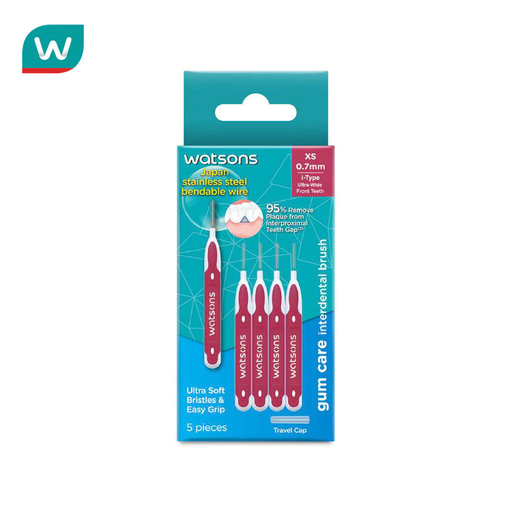 Watsons วัตสันแปรงขัดซอกฟัน 0.7 มม. ทรงตัว I บรรจุ 5ชิ้น.