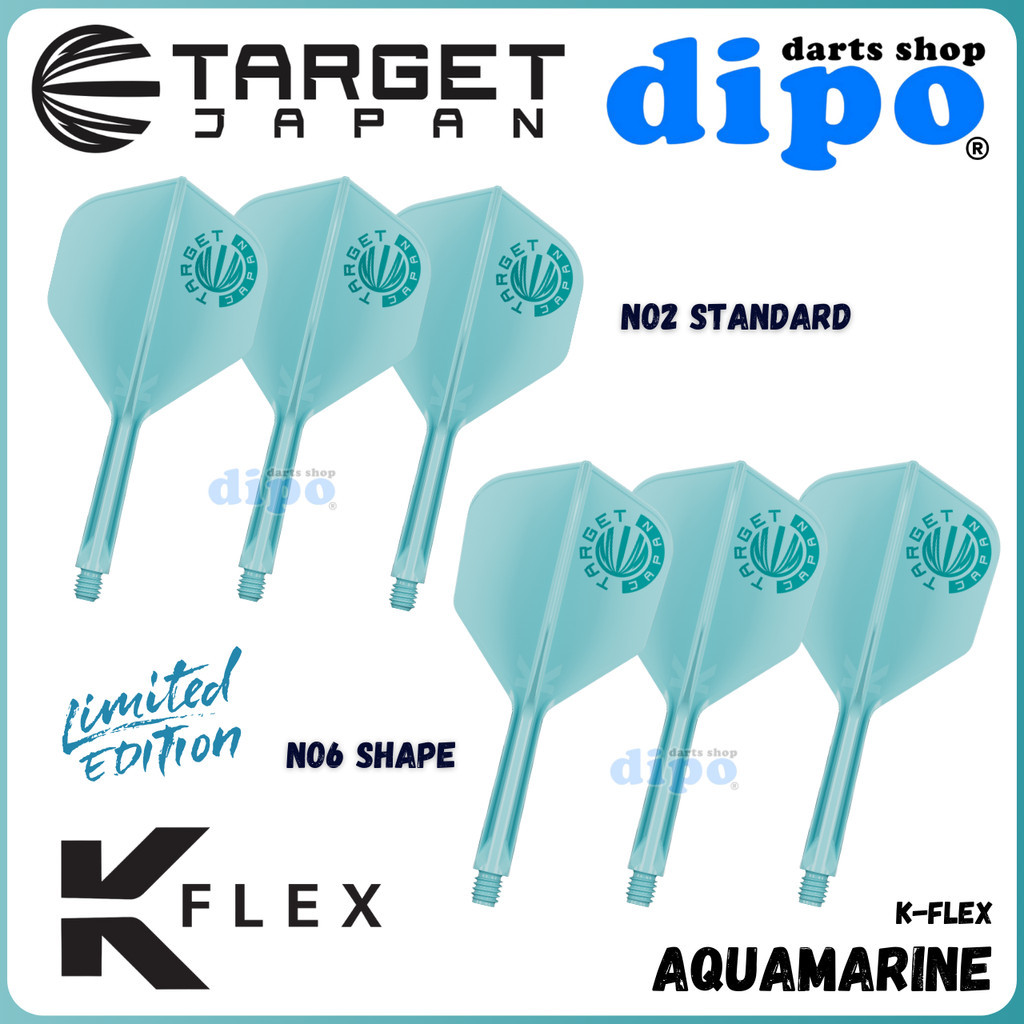 LE TARGET K-FLEX AQUAMARINE JAPAN EXCLUSIVE No.6 Shape / No.2 StandardHard Material Darts Flight - T