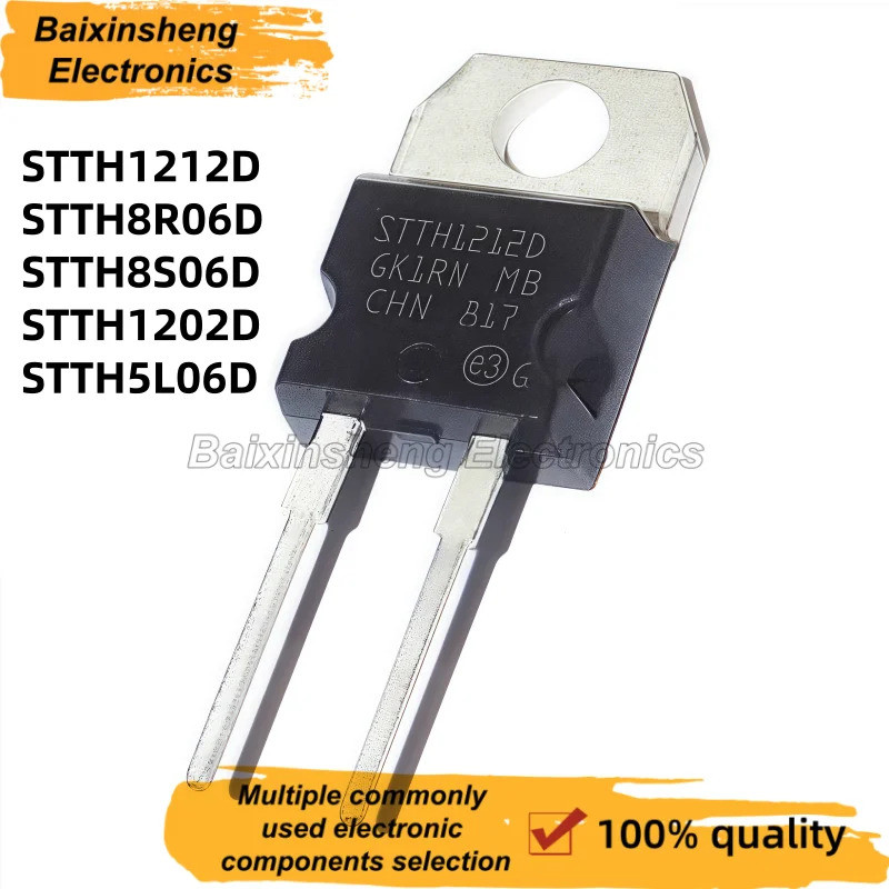 5 ชิ้น STTH12D,STTH8R06D,STTH8S06D,STTH1202D,STTH5L06D,TO220-2PIN, Field Effect ทรานซิสเตอร์