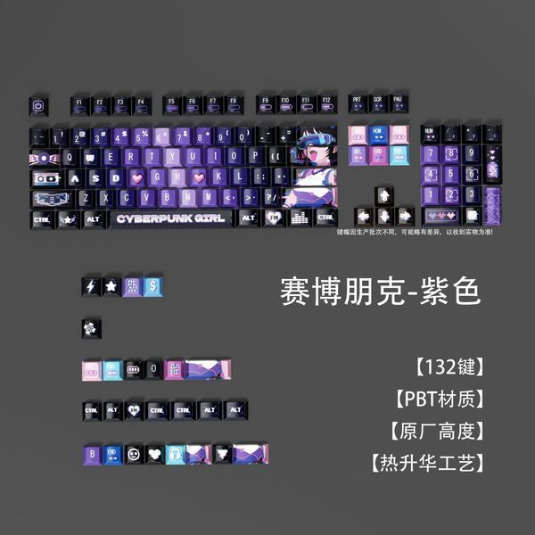 คีย์แคป คีย์แคปไทย keycap โรงงาน Cyberpunk Top Sublimation Four-Sided Transparent PBT Material MDA ค