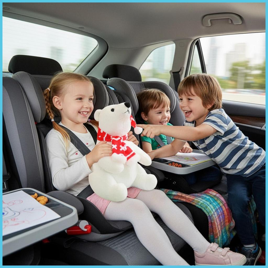 Polar Bear ตุ๊กตาสัตว์คริสต์มาสตุ๊กตาสัตว์ของเล่น Cuddly Polar Bear สวมผ้าพันคอสําหรับเด็กสาวโซฟา mu