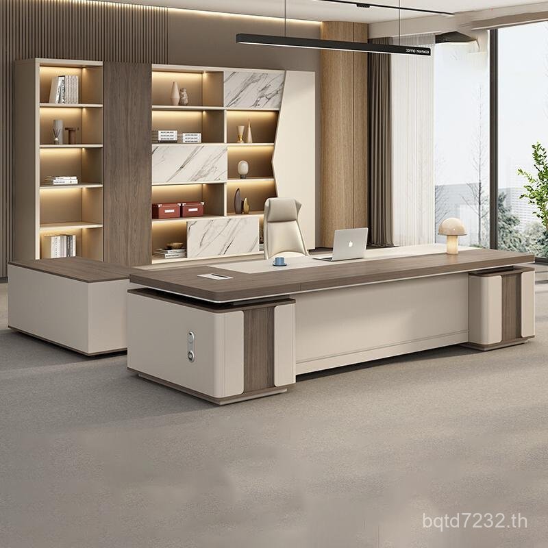 High-End โมเดิร์นโต๊ะเก้าอี้รู้สึกตารางเก่าสํานักงานแฟชั่นหรูหราขนาดใหญ่ Workbench ประธาน Light โต๊ะ