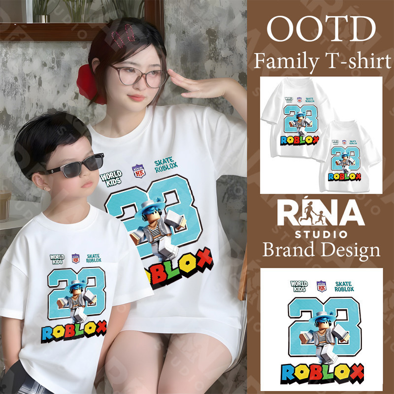 🔥พร้อมส่ง&COD🔥RINA STUDIO🔥 ชุดครอบครัว ROBLOX เสื้อยืดคอกลมแขนสั้น 100%ผ้าฝ้าย สไตล์คาสทูอัล A130#1