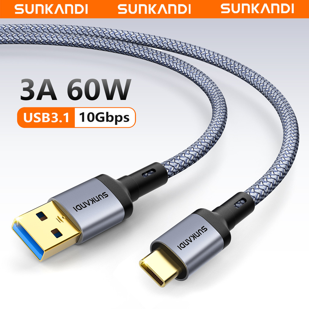 SUNKANDI 10GB USB 3.1 ถึง USB C อลูมิเนียมถ่ายโอนข้อมูลสายรองรับสําหรับพีซีแล็ปท็อปโทรศัพท์มือถือฮาร์ดไดรฟ์