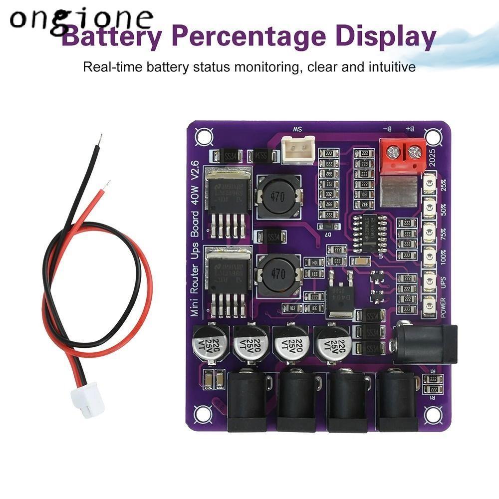 ONGIONE UPS Board, 40W DC 12.6V Mini Router UPS, Professional Power Supply 4 ทิศทางเอาต์พุต Router แ